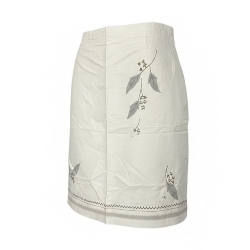 Women’s Knee Length Pale Yellow Floral 100% Silk Skirt Size 14